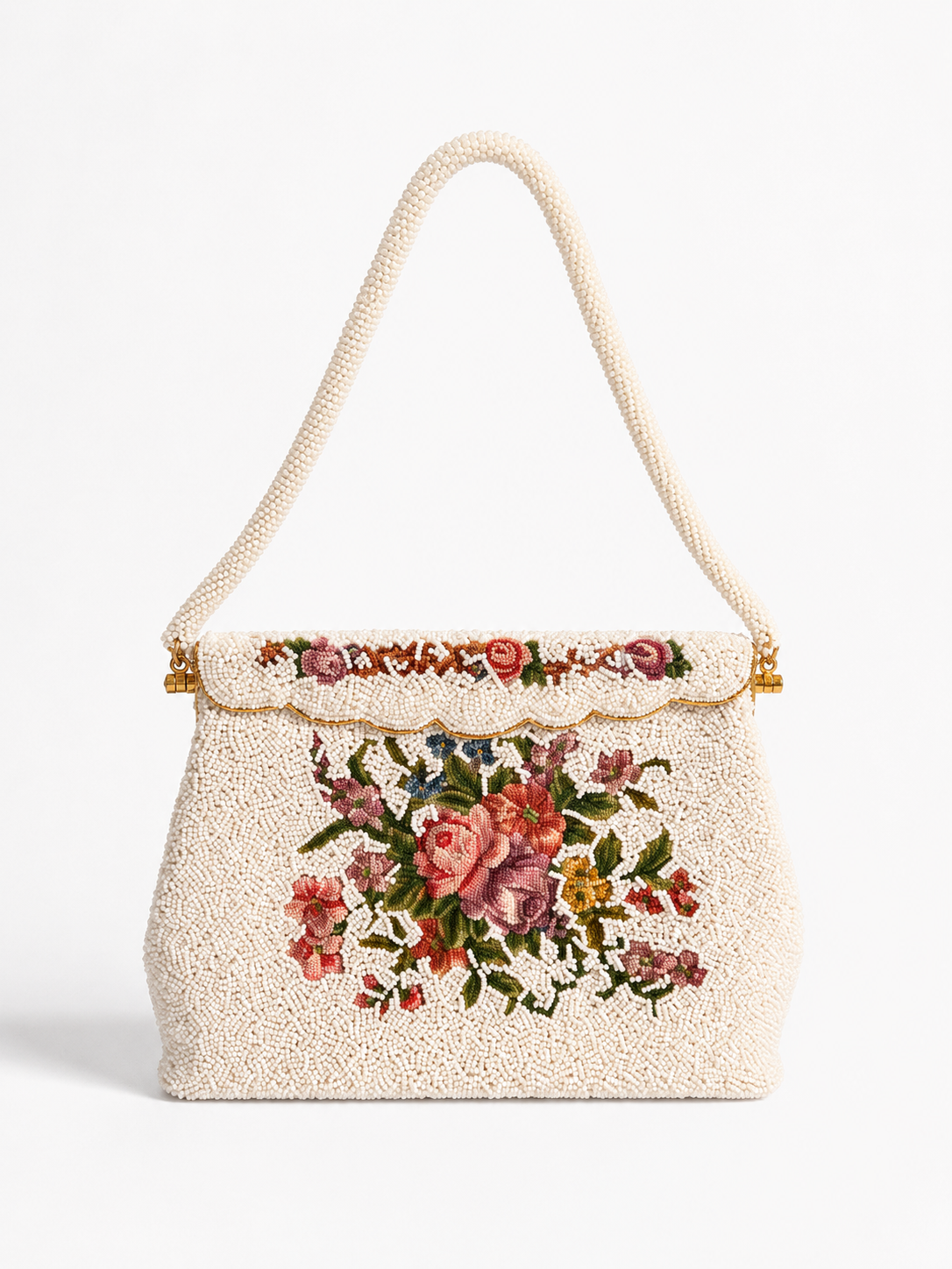 Vintage Floral Beaded Handbag