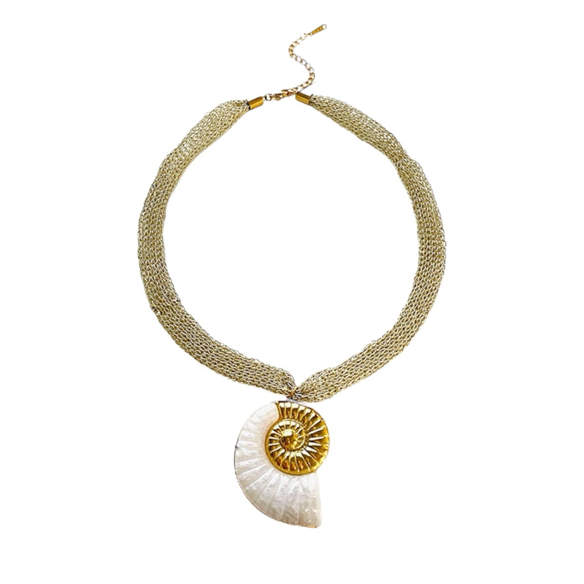 Mesh Chain Shell Necklace