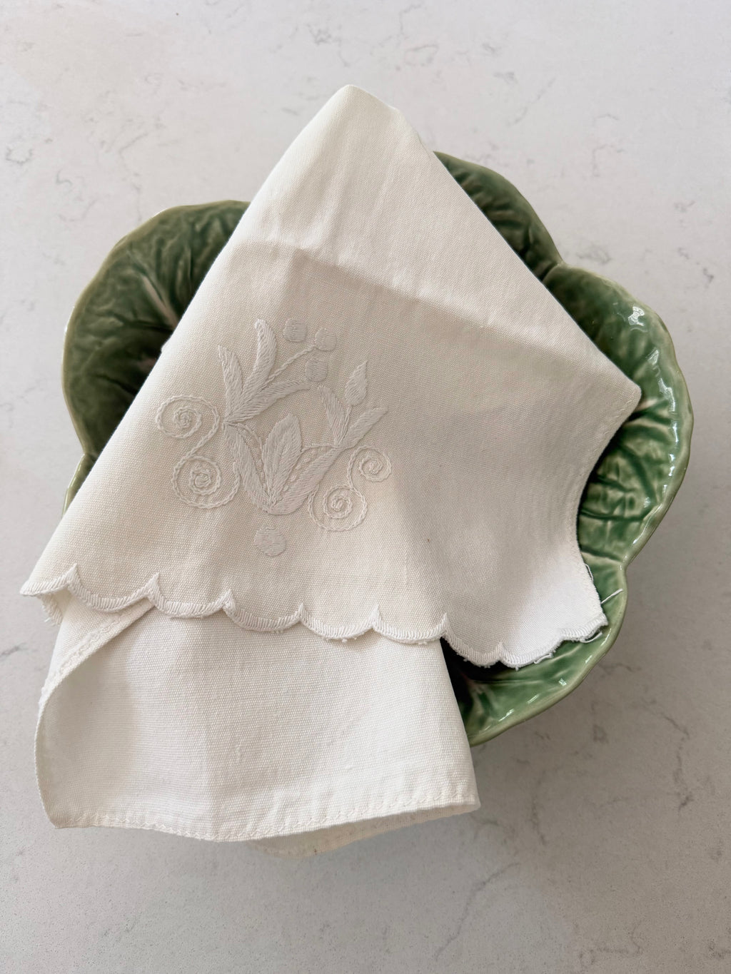 Vintage White Floral Tea Towel