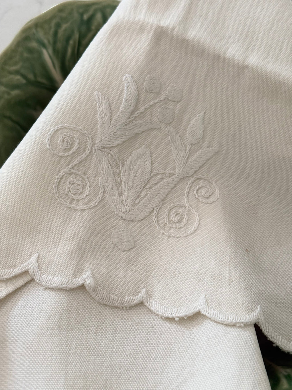 Vintage White Floral Tea Towel
