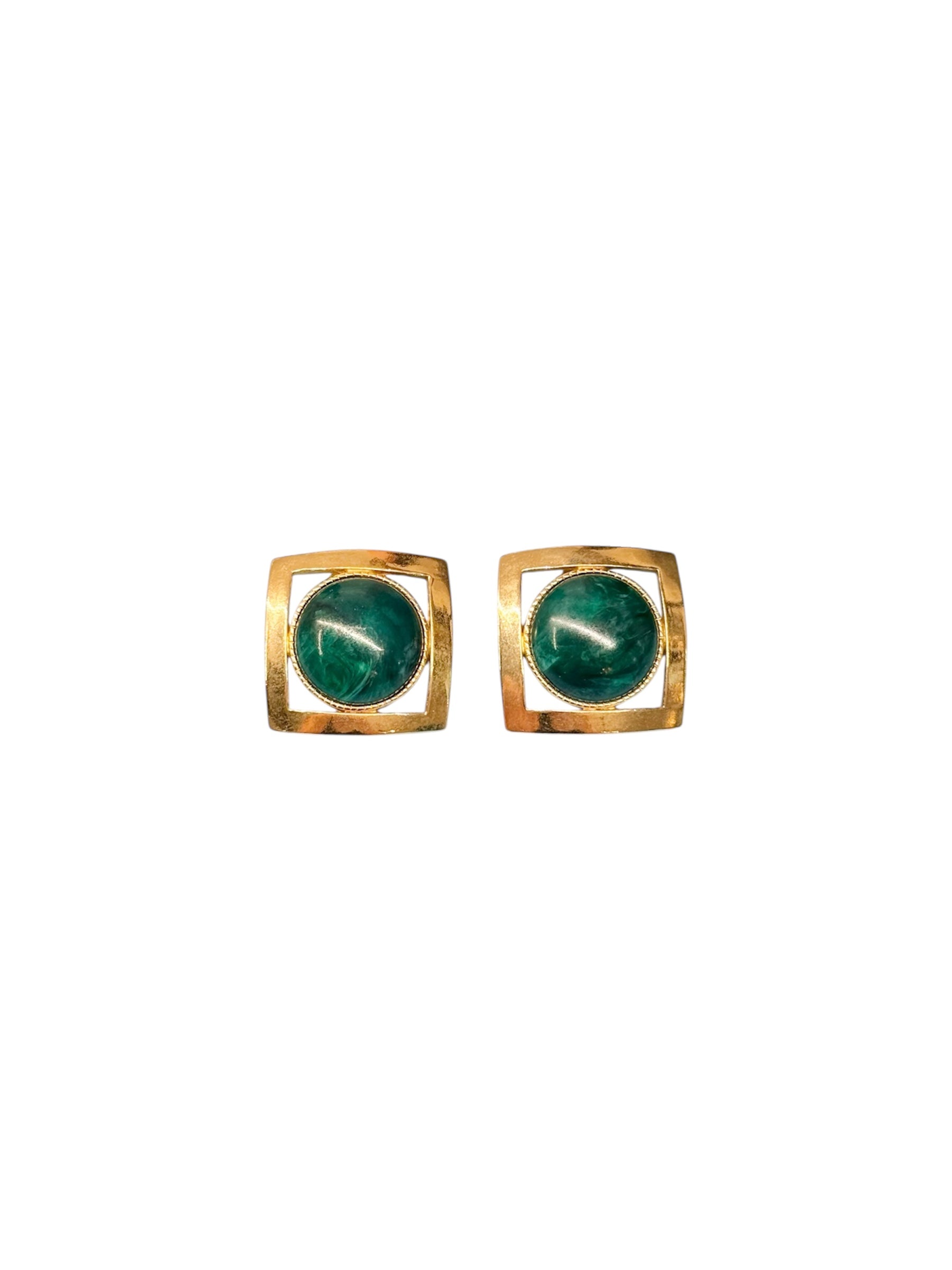 Vintage Green Stone Earrings