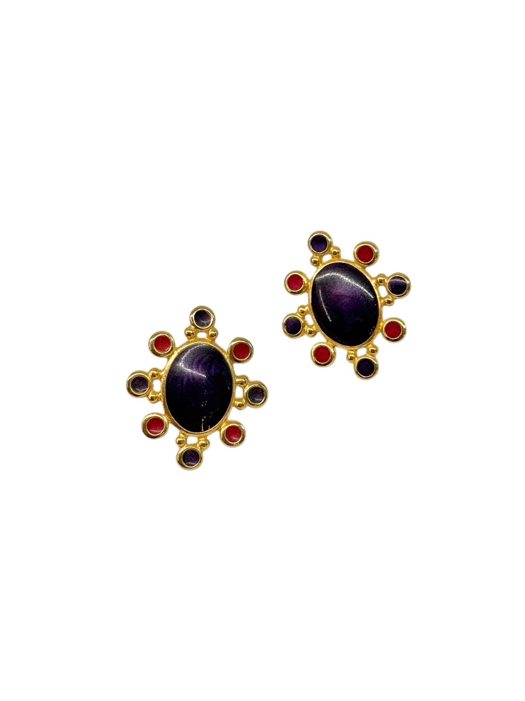 Vintage Purple & Pink Gemstone Earrings