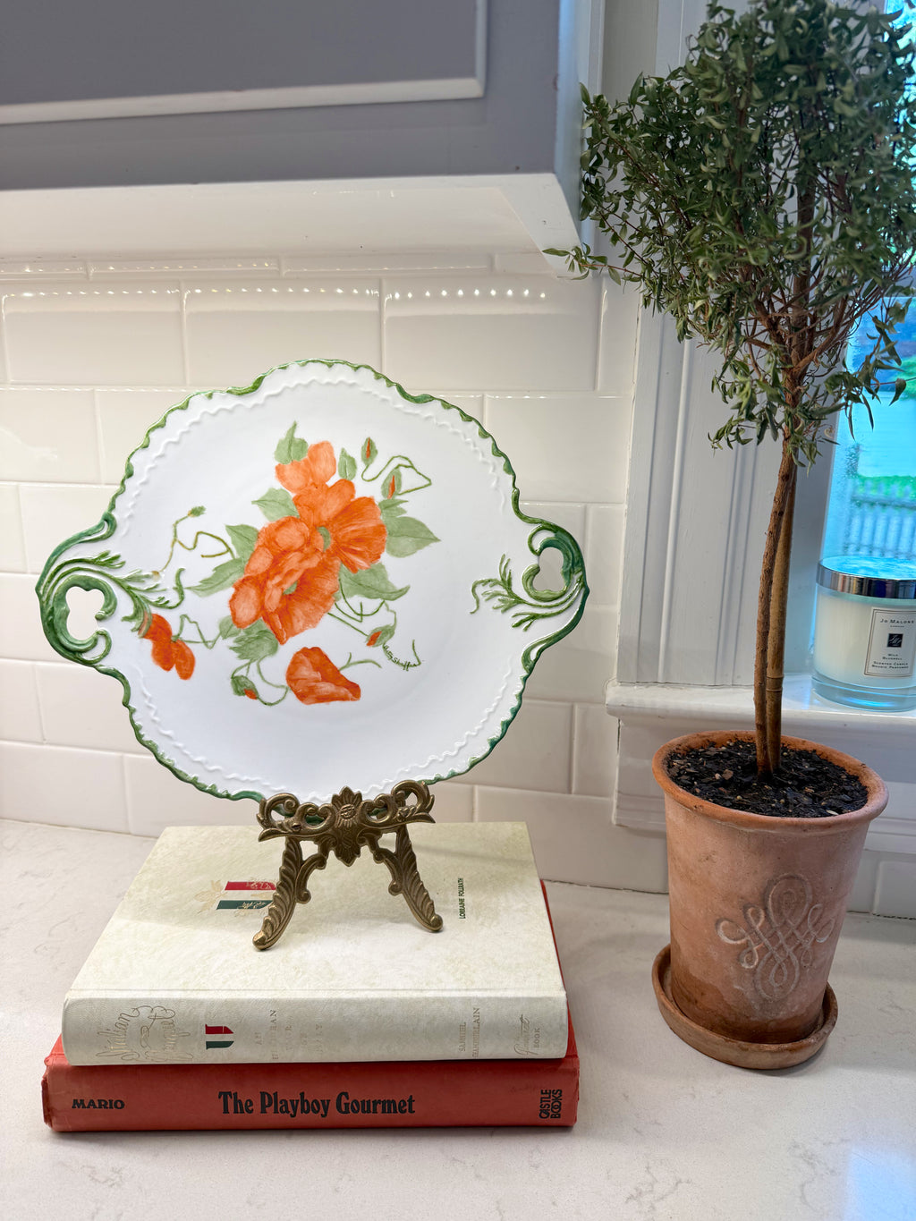 Vintage Hand-Painted Floral Plate