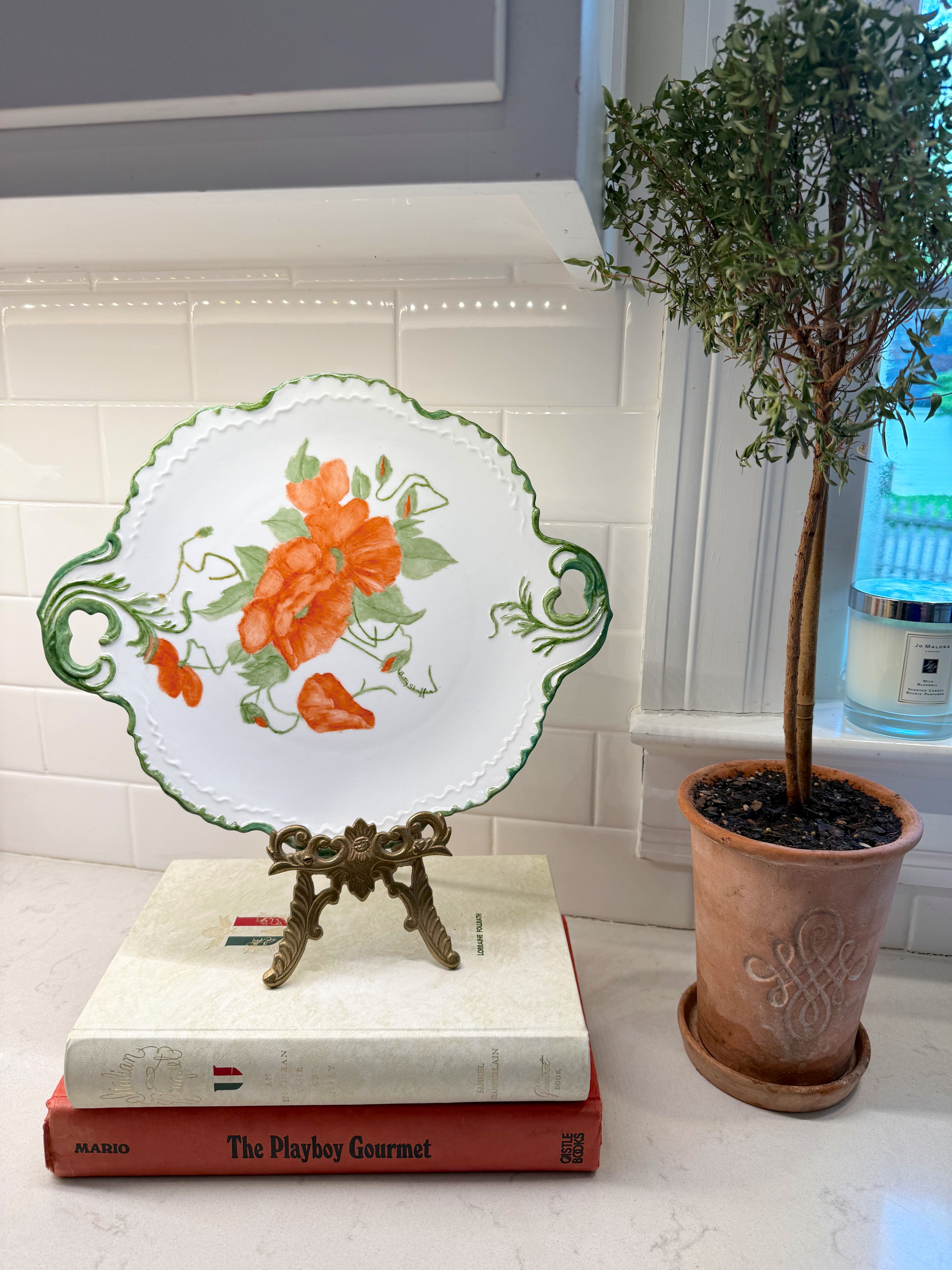 Vintage Hand-Painted Floral Plate