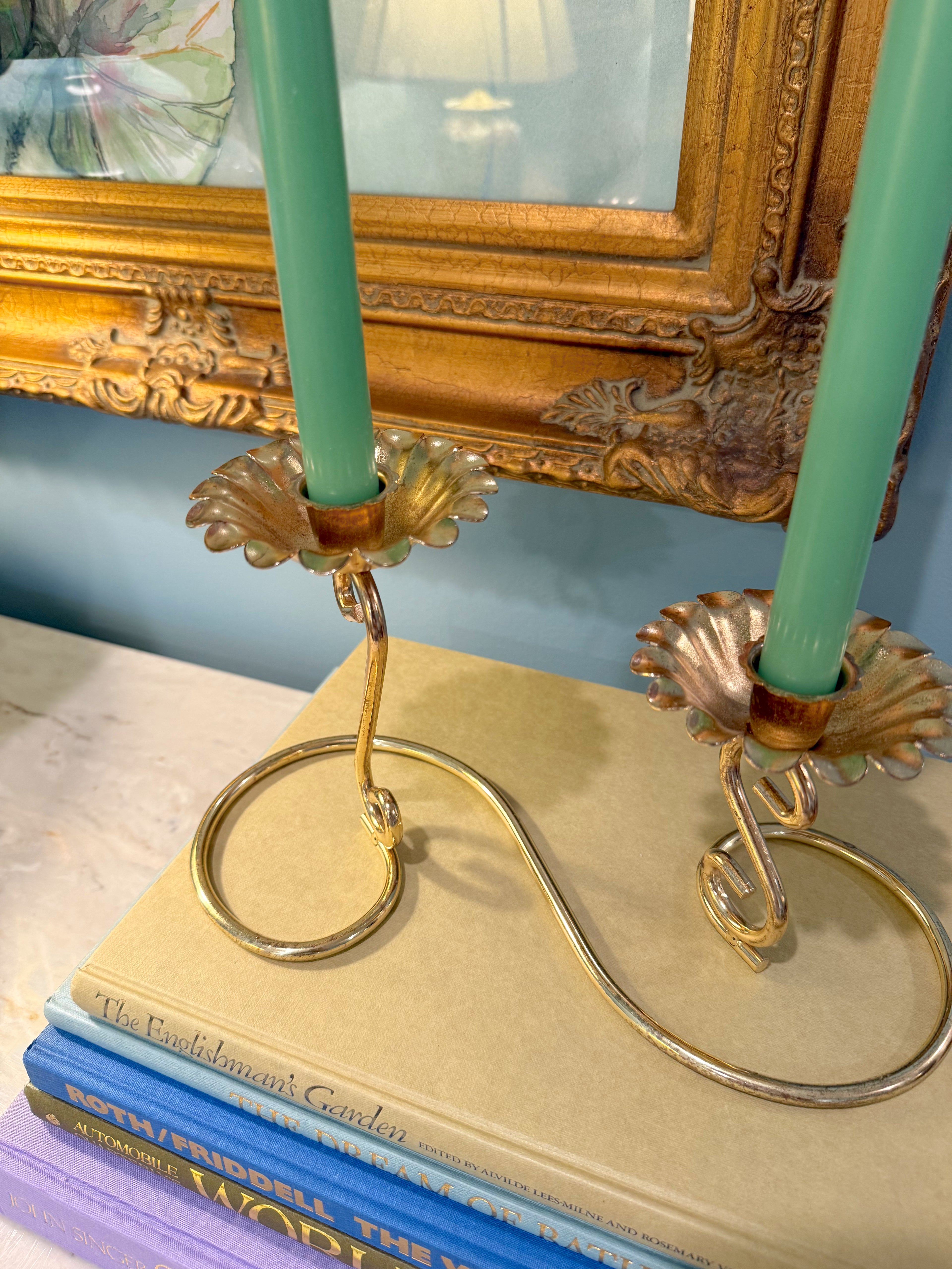 Brass Double Flower Candle Holder