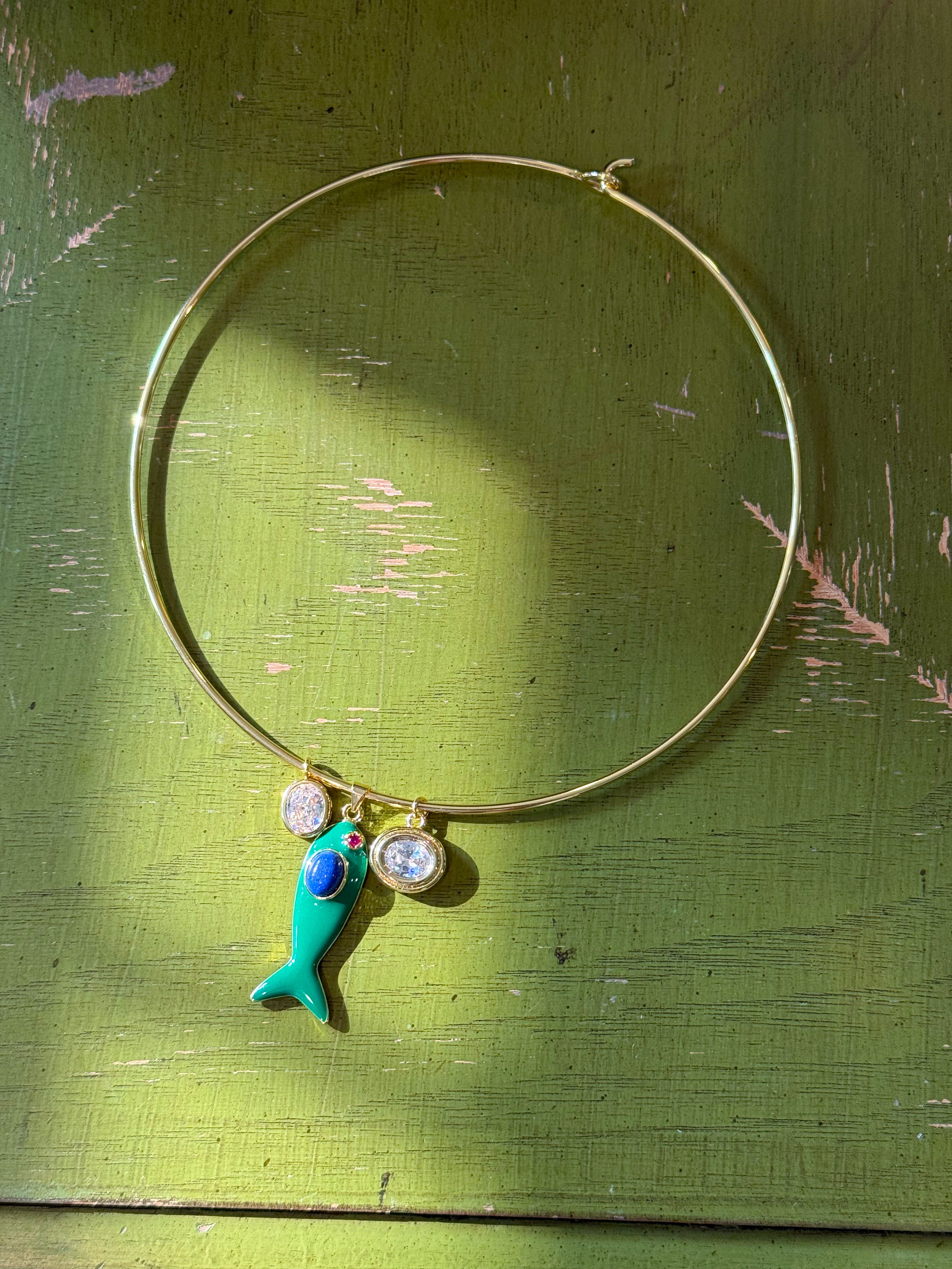 Charm Necklace - Green Fish