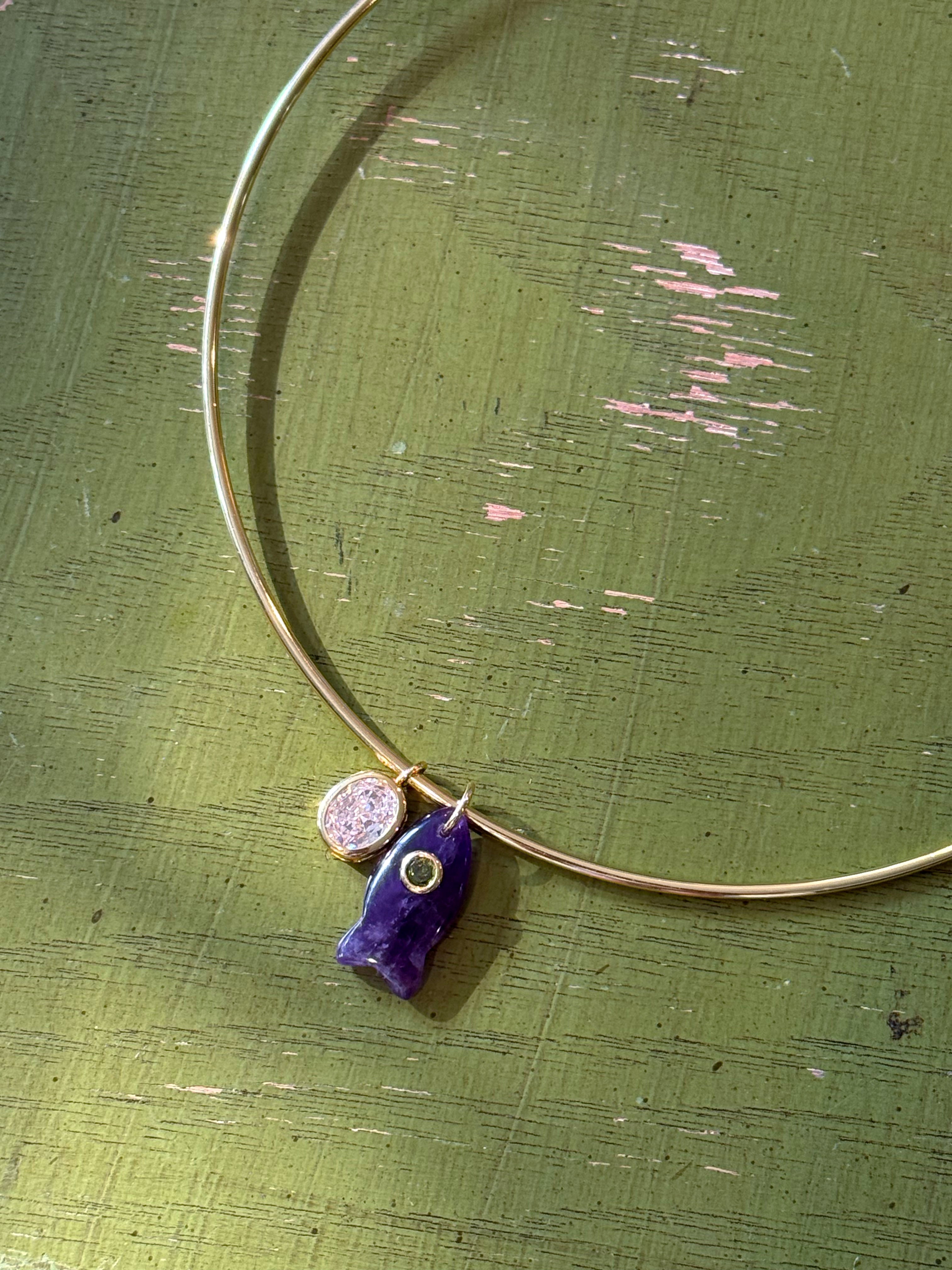 Charm Necklace - Purple Fish