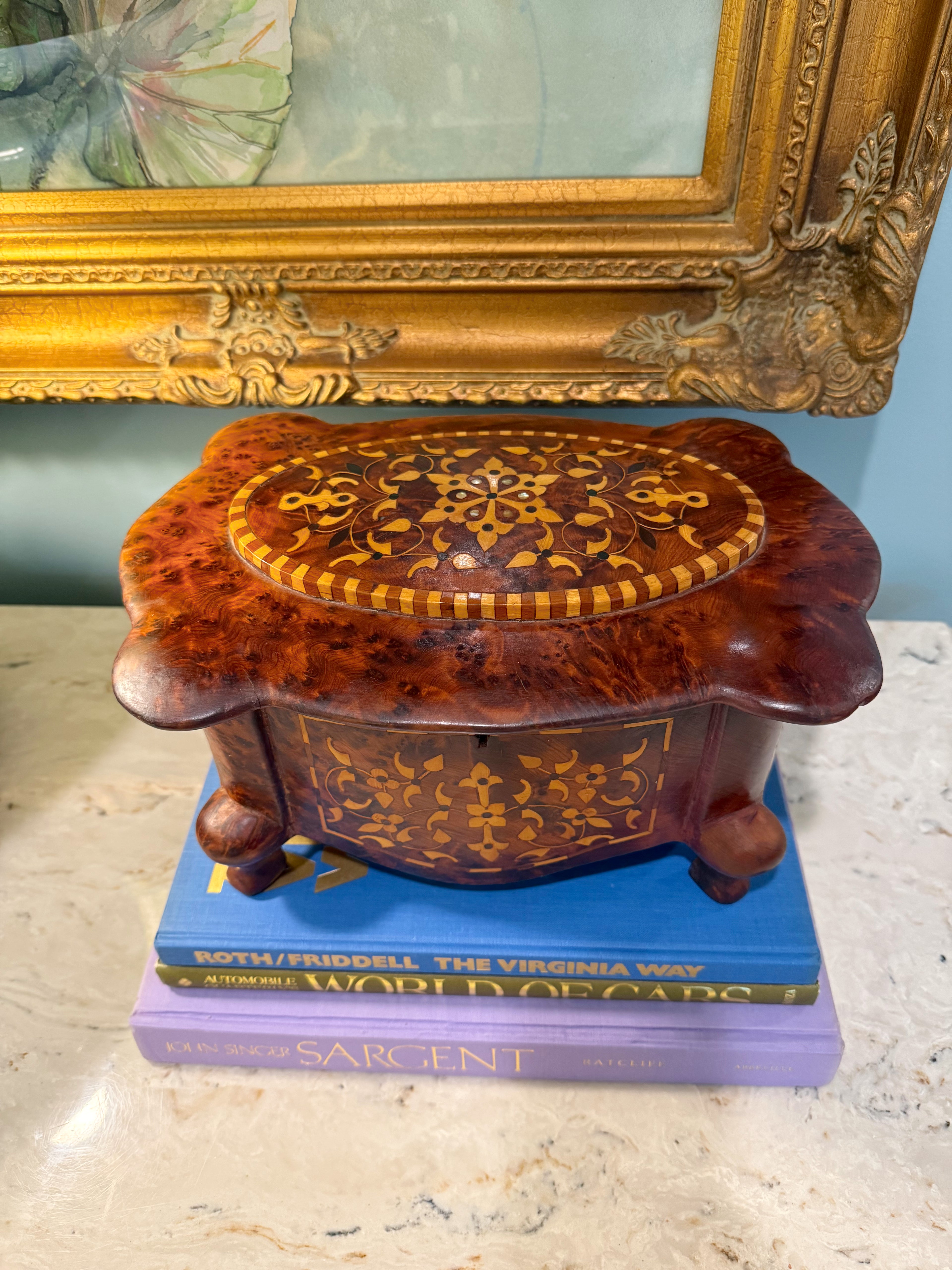 Vintage Italian Wooden Lined Jewelry Box