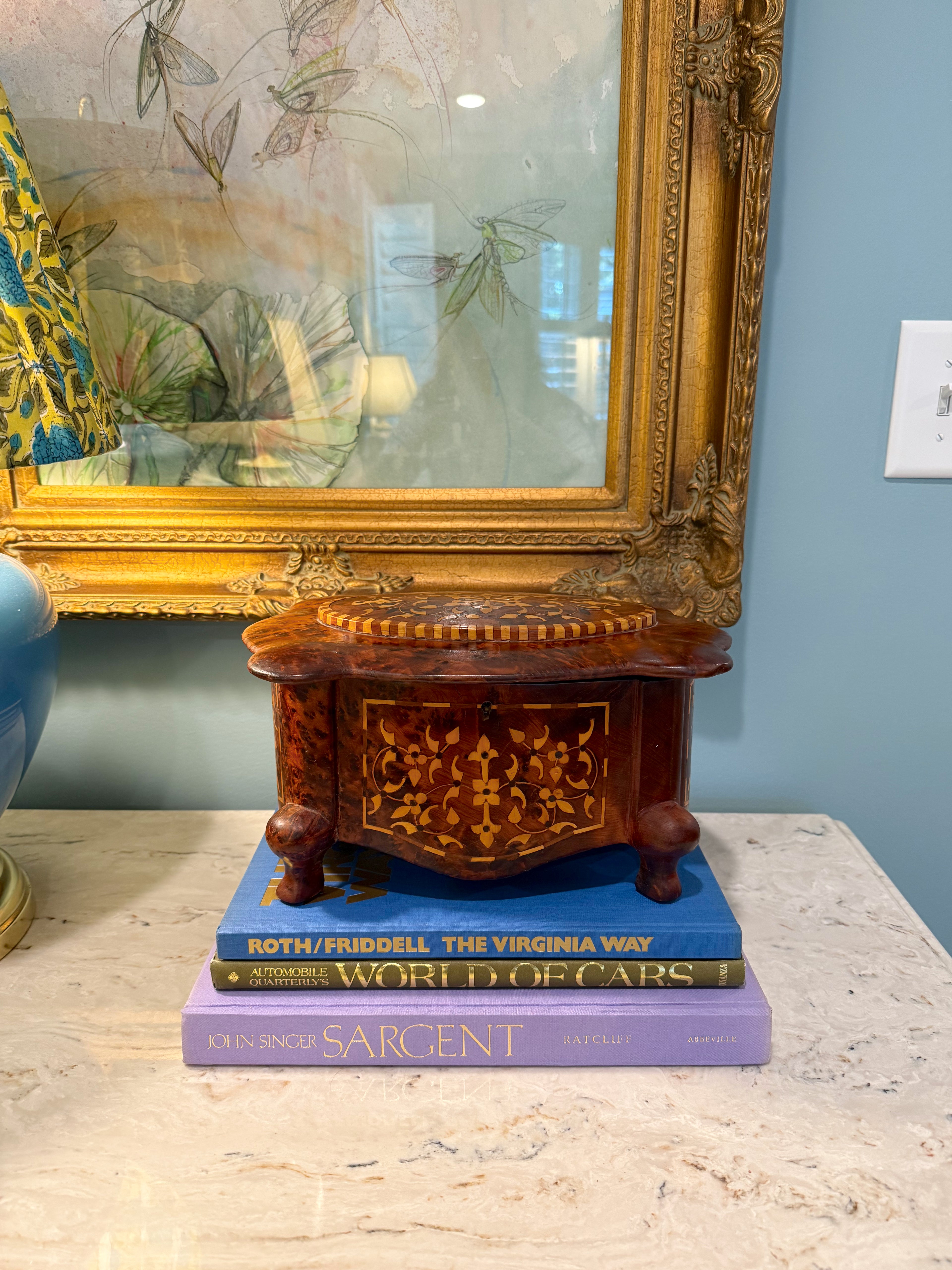 Vintage Italian Wooden Lined Jewelry Box