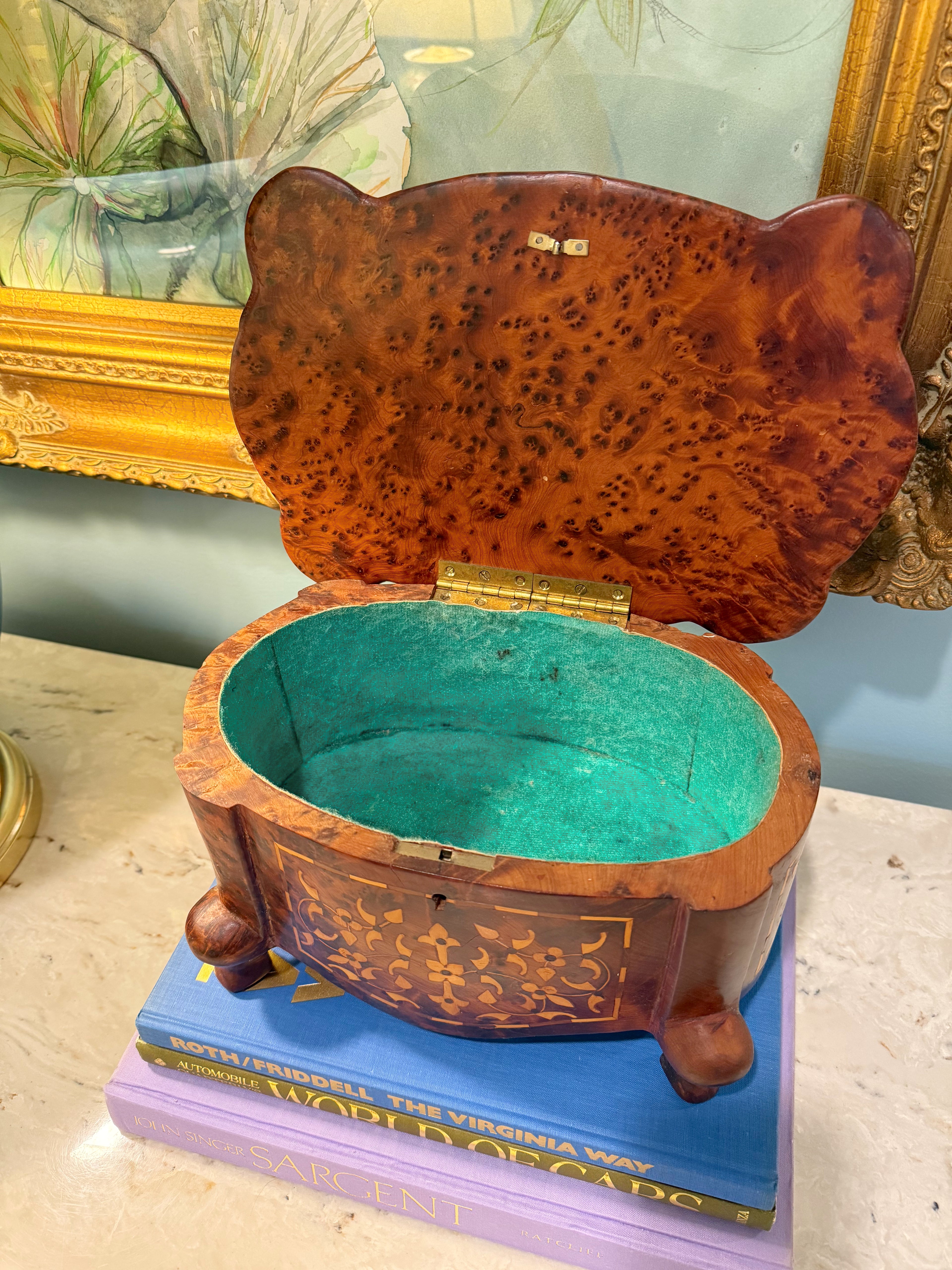 Vintage Italian Wooden Lined Jewelry Box