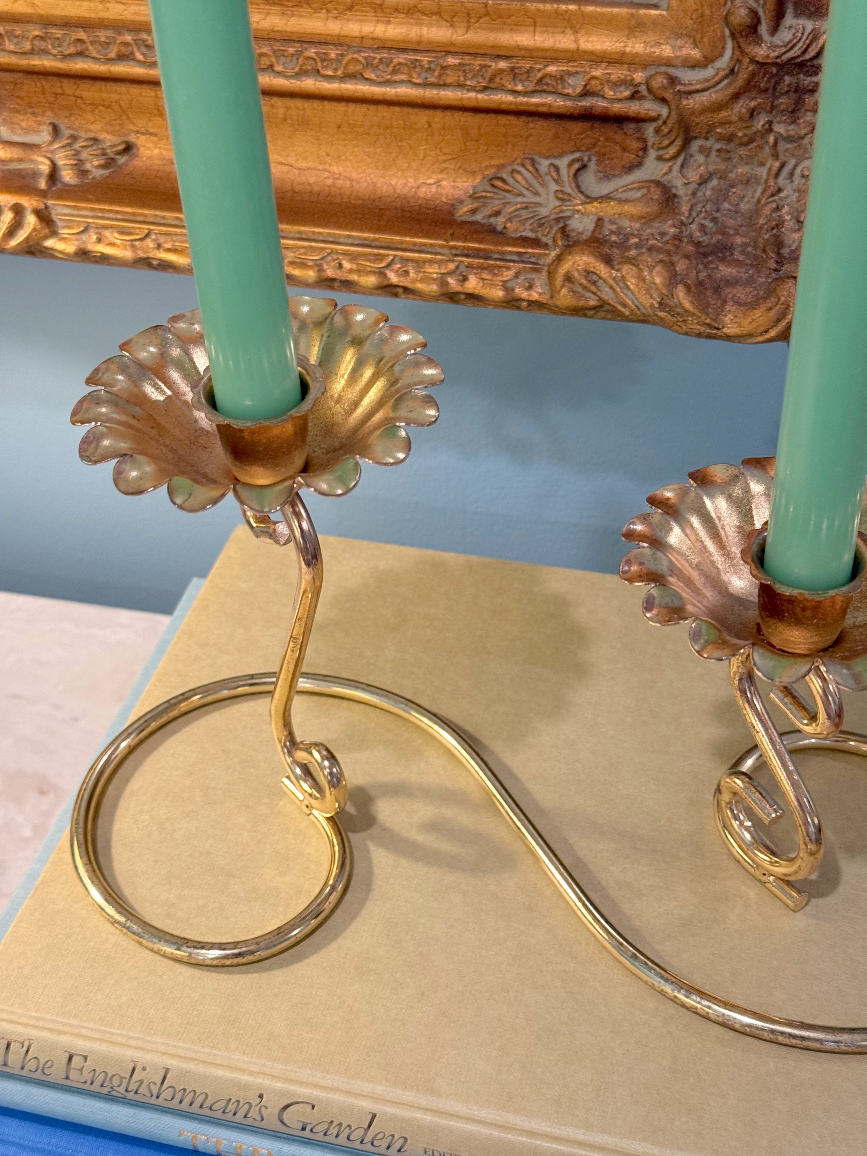Brass Double Flower Candle Holder
