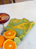 Vera Neumann Linen Green & Yellow Dinner Napkins - Set of 4