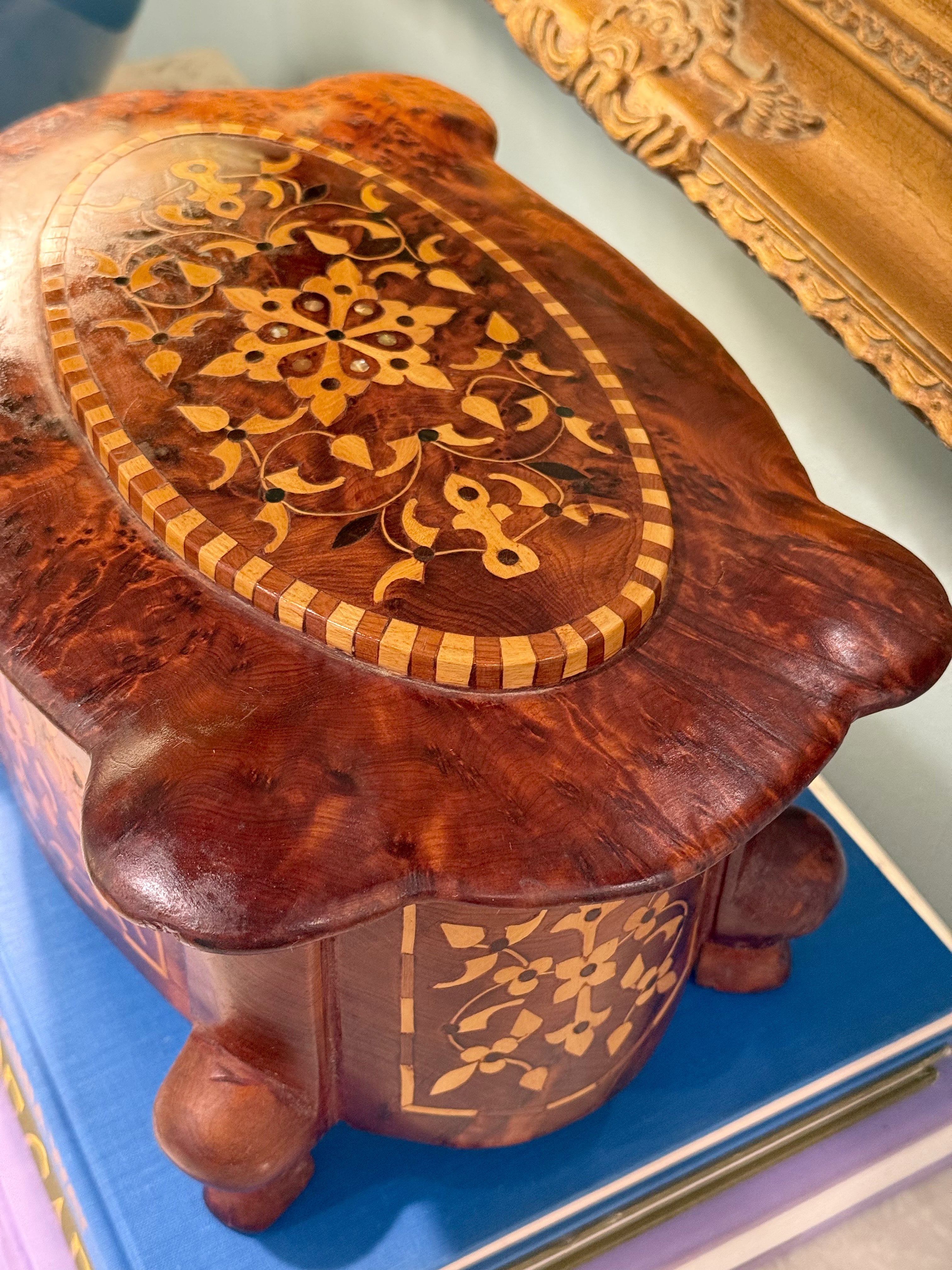 Vintage Italian Wooden Lined Jewelry Box
