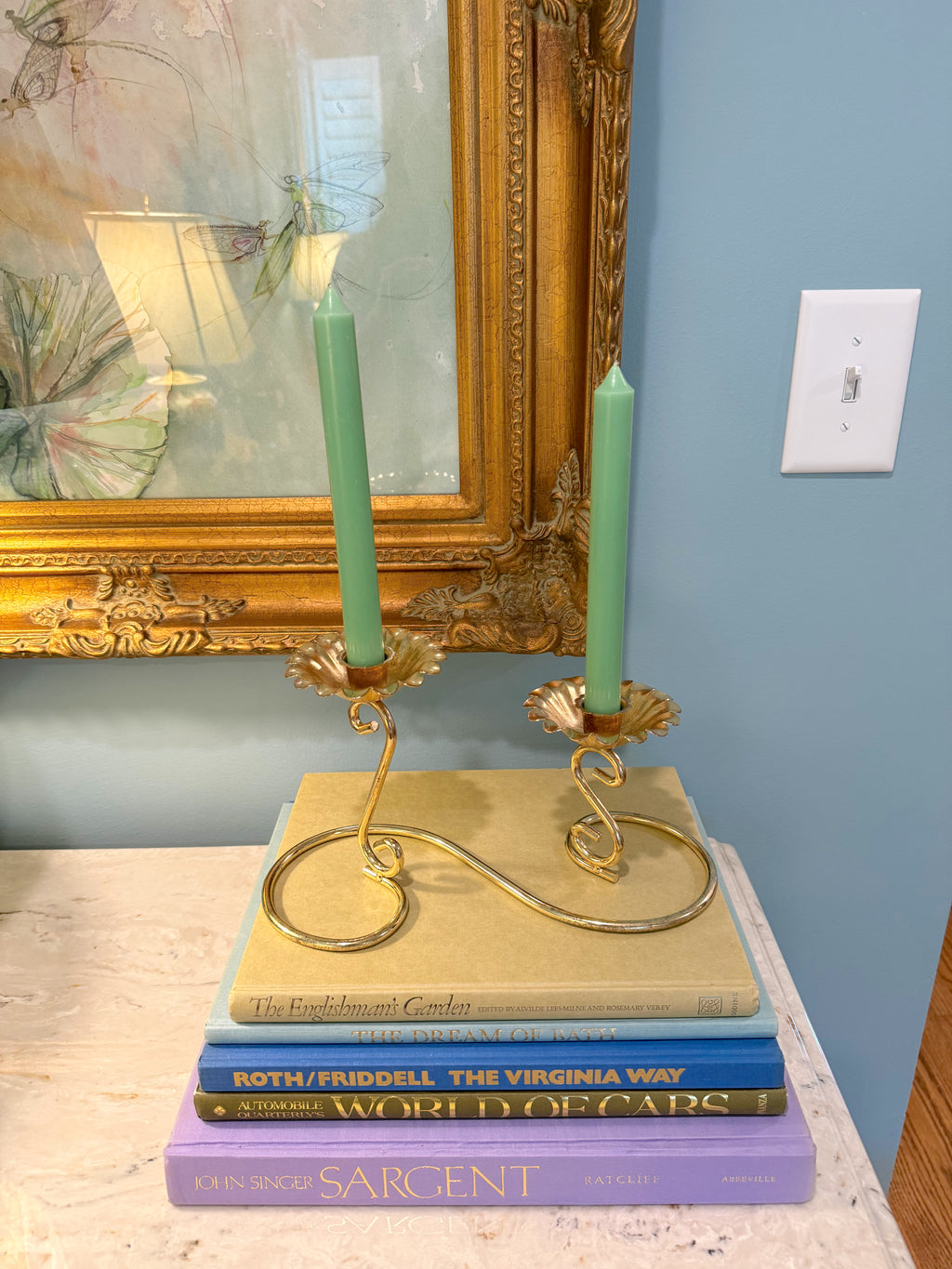 Brass Double Flower Candle Holder