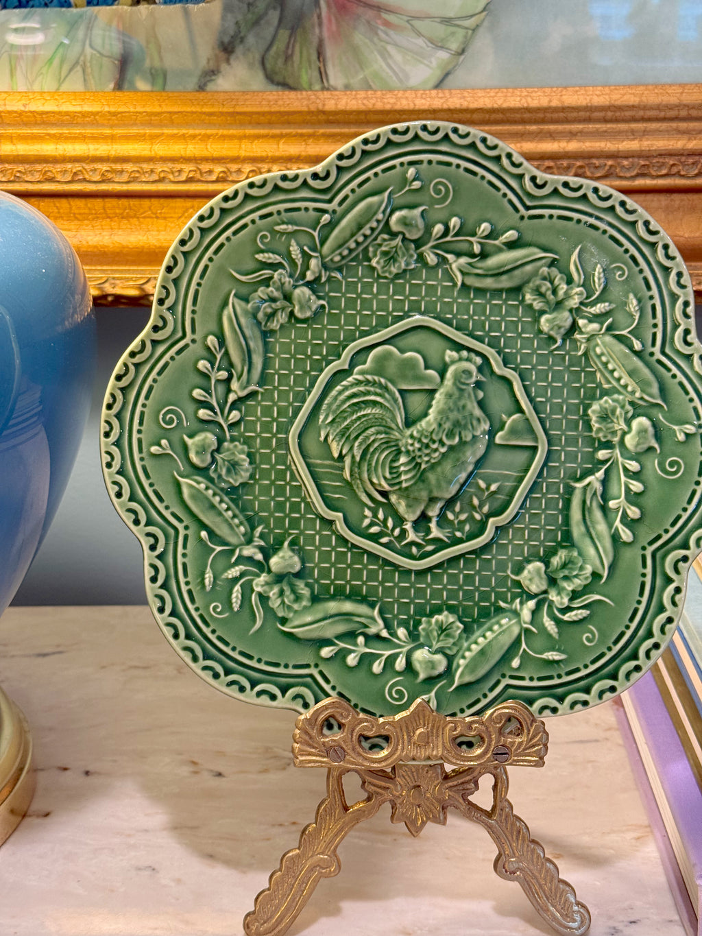 "Le Jardin" Rooster Plate