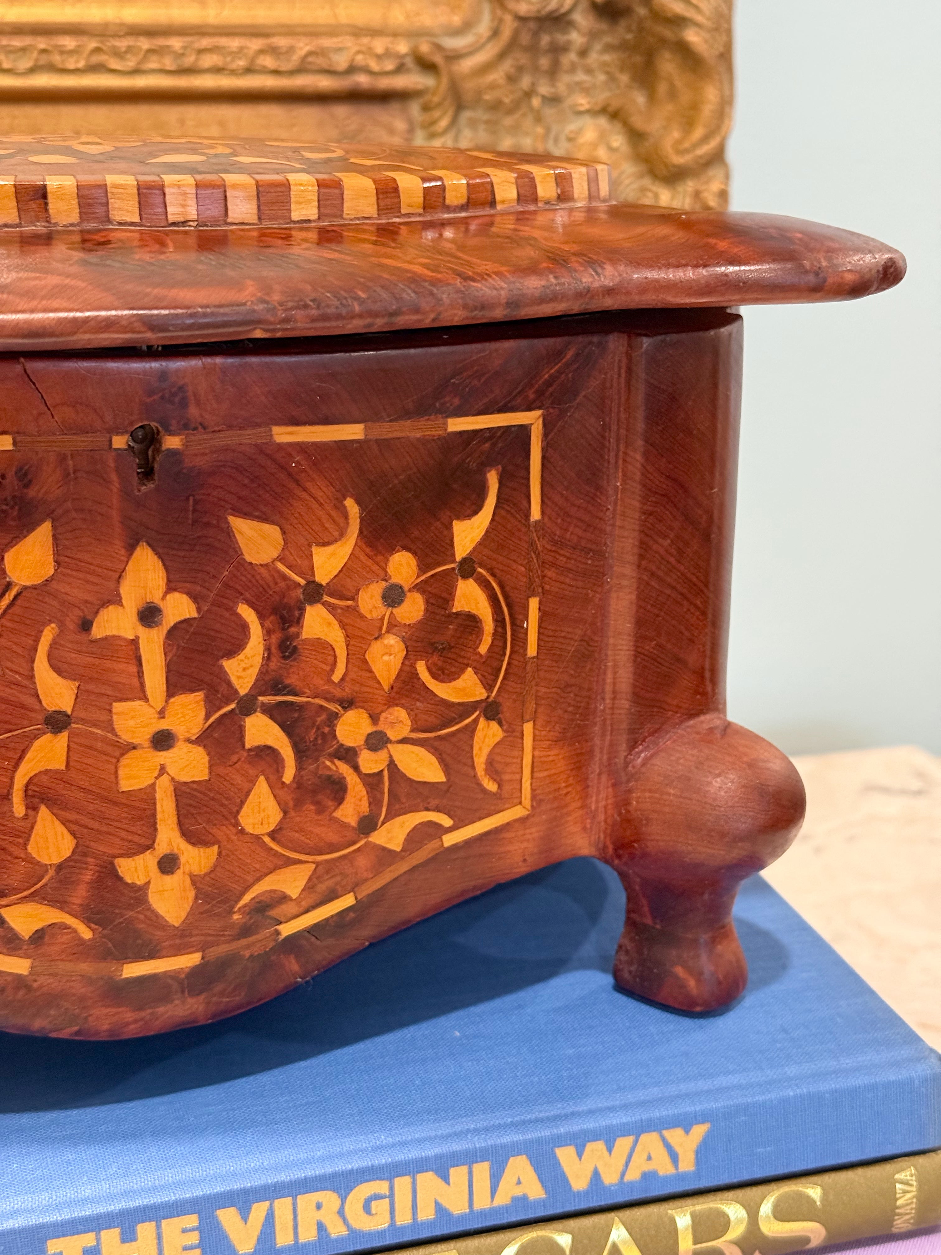 Vintage Italian Wooden Lined Jewelry Box