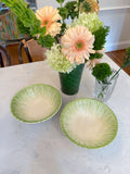 Set of 2 - Green Cabbage Ceramic Serving Bowls