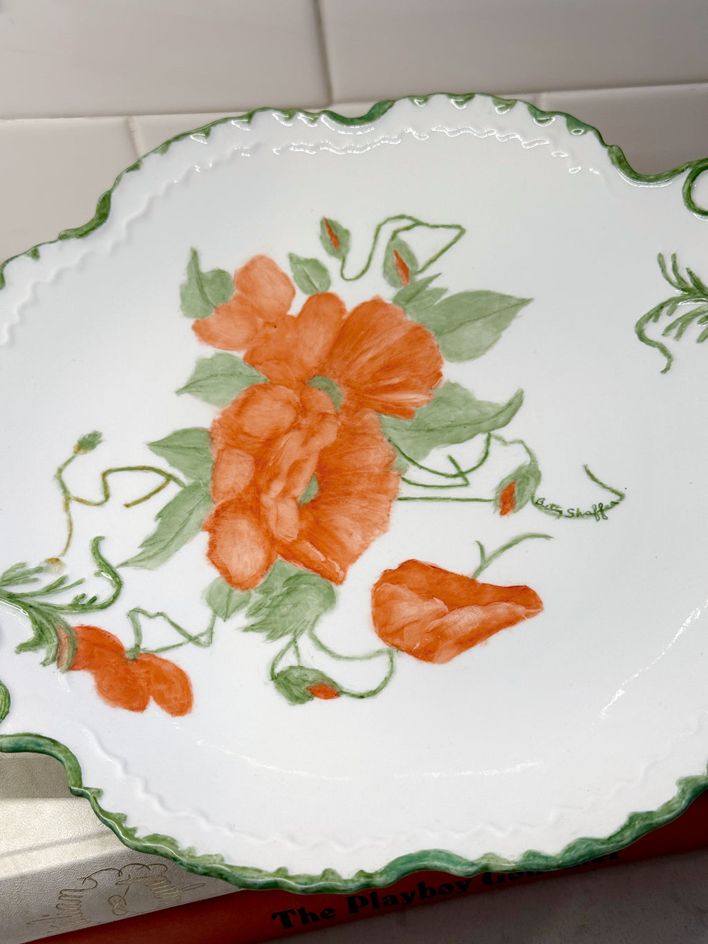 Vintage Hand-Painted Floral Plate
