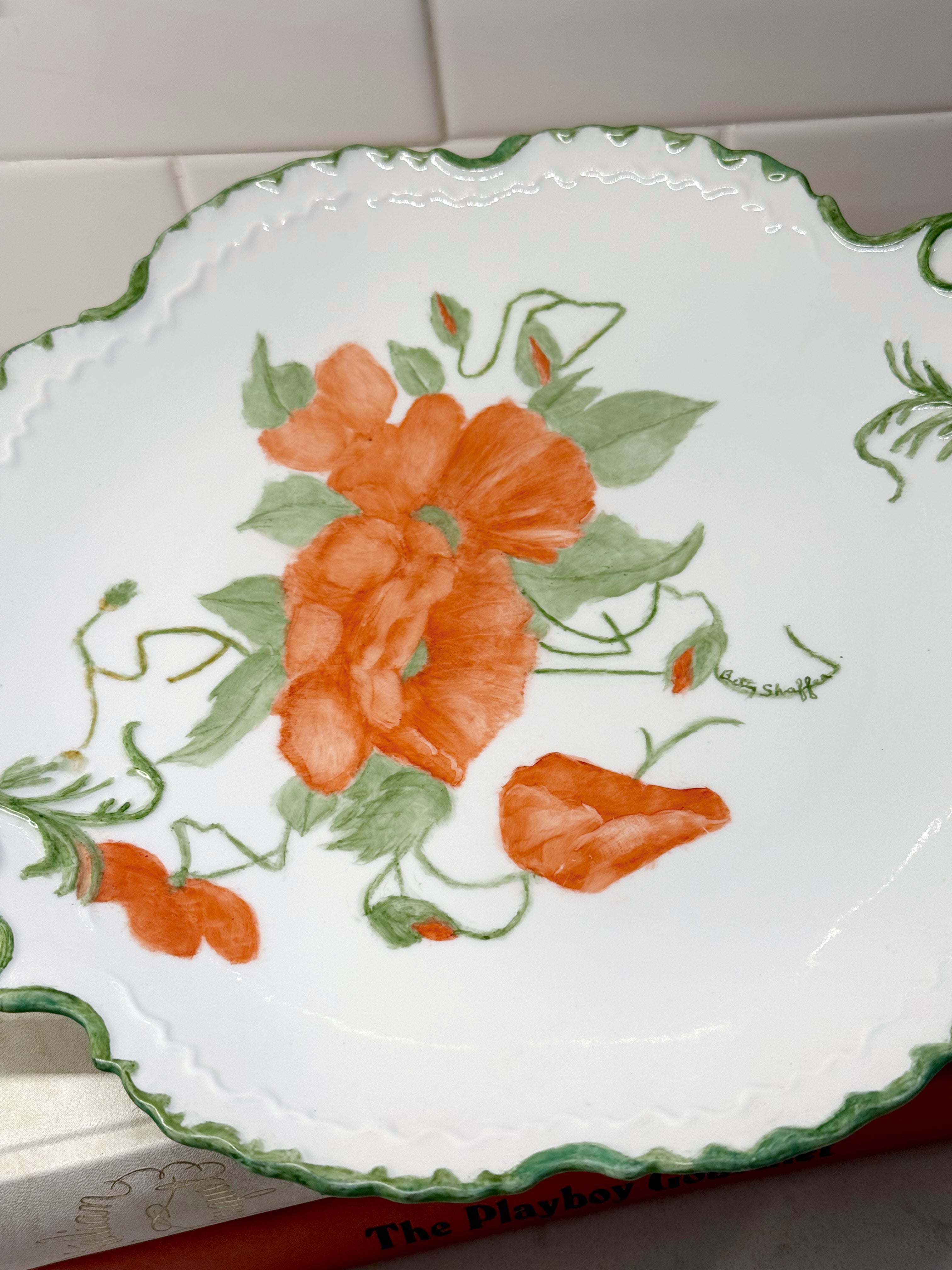 Vintage Hand-Painted Floral Plate