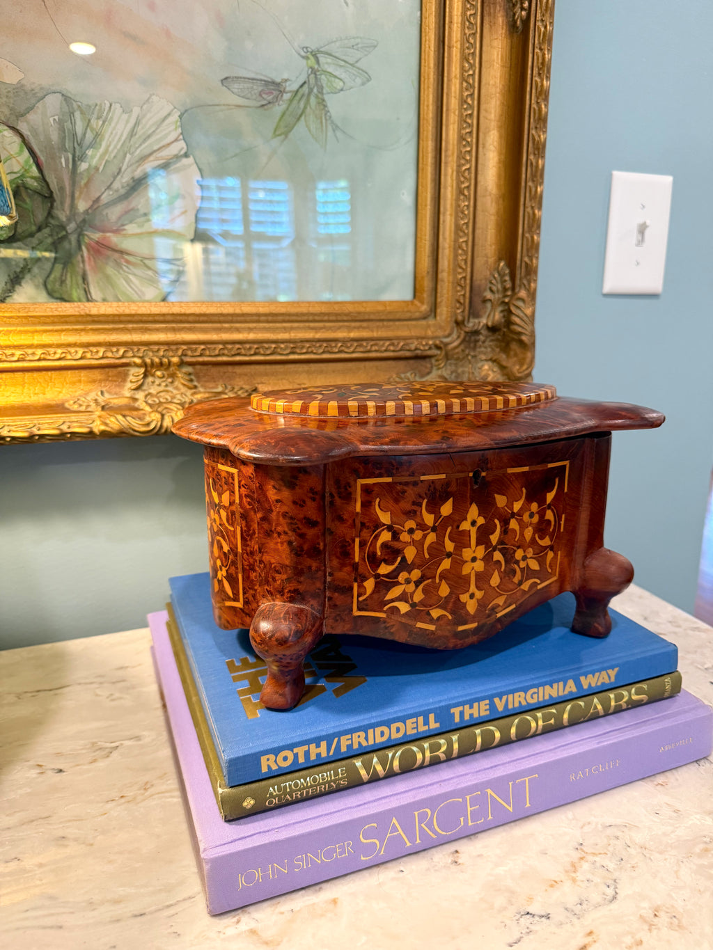 Vintage Italian Wooden Lined Jewelry Box