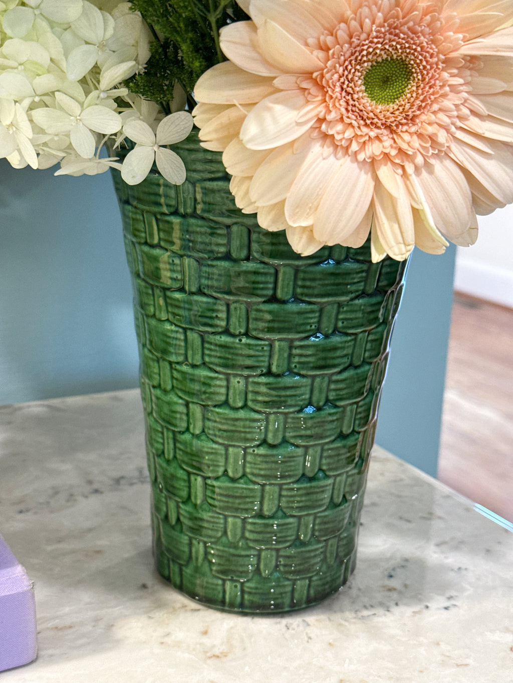 Green Ceramic Woven Vase