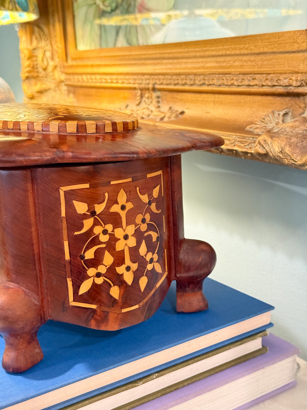 Vintage Italian Wooden Lined Jewelry Box